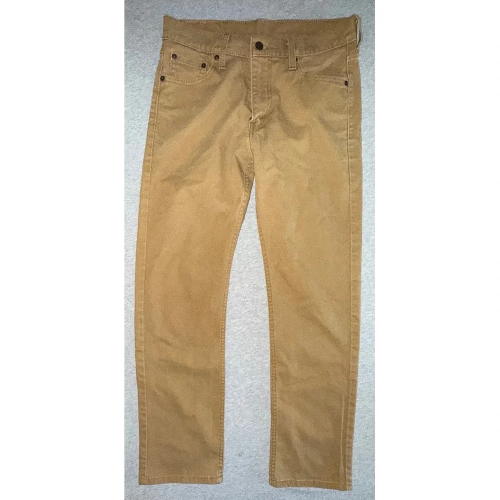 Levi 513 Mens Slim Straight Jeans Pants Khaki Tan Size 30x30 Workwear Streetwear